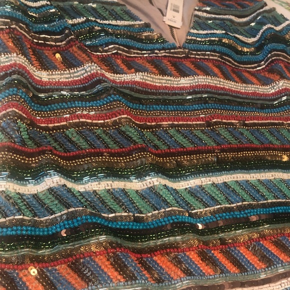 NWT Alice + Olivia Striped Beaded Dress - Picture 2 of 6